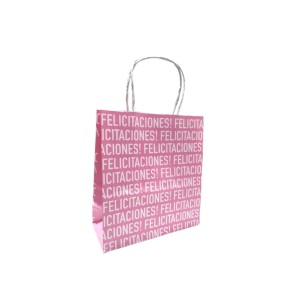 BOLSA FANTASIA 18x08x20 FELICITACIONES ROSA